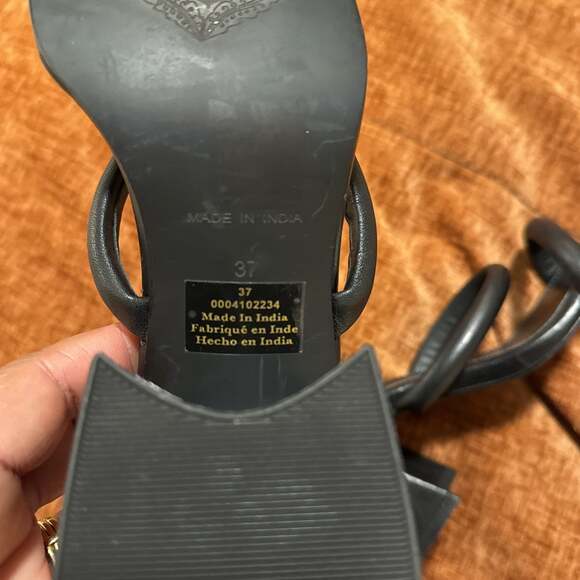 Free People Parker Double Strap Pillow Heels Black Leather - Picture 6 of 6